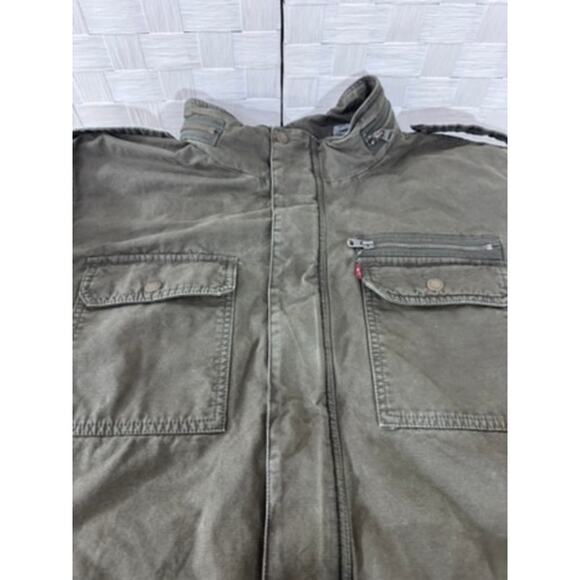 "Levis" Green Denim Quilted Lined Jacket Full Zip No Hood 3XL Mens Jacket Rugged - Picture 4 of 11